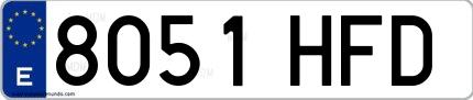 Ejemplo de matrícula de coche ordinaria 8051 HFD