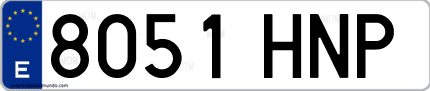 Ejemplo de matrícula de coche ordinaria 8051 HNP