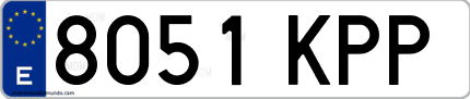 Ejemplo de matrícula de coche ordinaria 8051 KPP