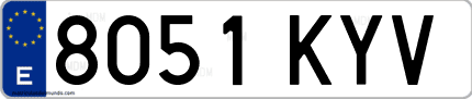 Ejemplo de matrícula de coche ordinaria 8051 KYV