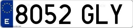 Ejemplo de matrícula española 8052 GLY
