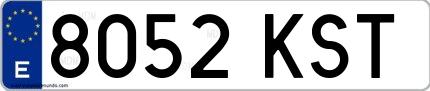 Ejemplo de matrícula española 8052 KST