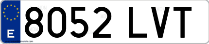 Ejemplo de matrícula de coche ordinaria 8052 LVT