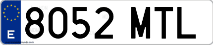 Ejemplo de matrícula de coche ordinaria 8052 MTL
