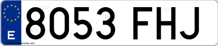 Ejemplo de matrícula de coche ordinaria 8053 FHJ