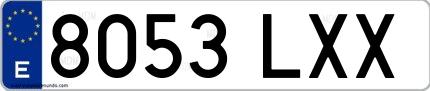 Ejemplo de matrícula española 8053 LXX