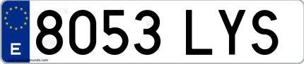 Ejemplo de matrícula española 8053 LYS