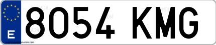 Ejemplo de matrícula española 8054 KMG