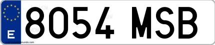 Ejemplo de matrícula de coche ordinaria 8054 MSB