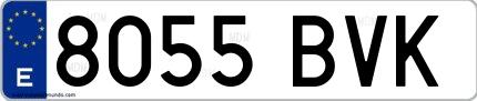 Ejemplo de matrícula española 8055 BVK