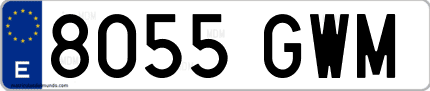 Ejemplo de matrícula de coche ordinaria 8055 GWM