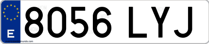 Ejemplo de matrícula de coche ordinaria 8056 LYJ