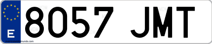 Ejemplo de matrícula de coche ordinaria 8057 JMT