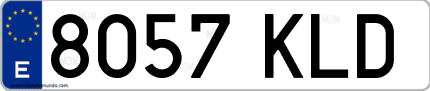 Ejemplo de matrícula de coche ordinaria 8057 KLD