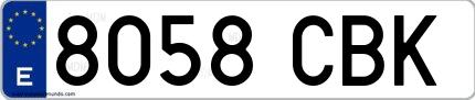 Ejemplo de matrícula española 8058 CBK
