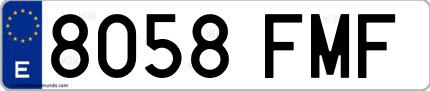 Ejemplo de matrícula española 8058 FMF