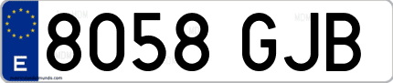 Ejemplo de matrícula de coche ordinaria 8058 GJB