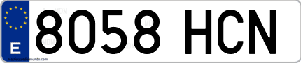 Ejemplo de matrícula de coche ordinaria 8058 HCN