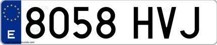 Ejemplo de matrícula española 8058 HVJ