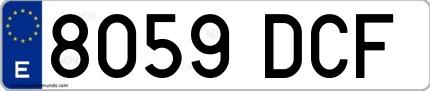 Ejemplo de matrícula española 8059 DCF