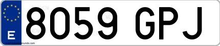 Ejemplo de matrícula española 8059 GPJ
