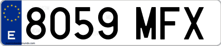 Ejemplo de matrícula de coche ordinaria 8059 MFX