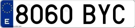 Ejemplo de matrícula española 8060 BYC