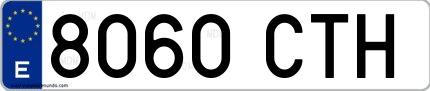 Ejemplo de matrícula española 8060 CTH