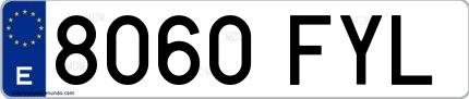 Ejemplo de matrícula española 8060 FYL