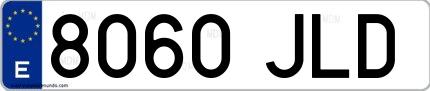 Ejemplo de matrícula de coche ordinaria 8060 JLD