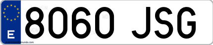 Ejemplo de matrícula de coche ordinaria 8060 JSG