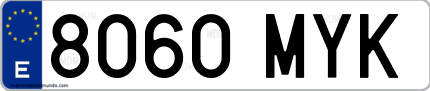 Ejemplo de matrícula de coche ordinaria 8060 MYK