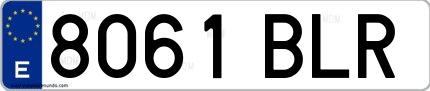Ejemplo de matrícula española 8061 BLR