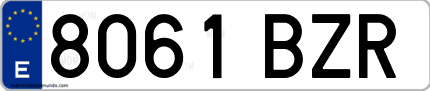 Ejemplo de matrícula de coche ordinaria 8061 BZR