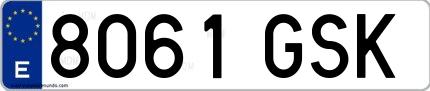 Ejemplo de matrícula española 8061 GSK