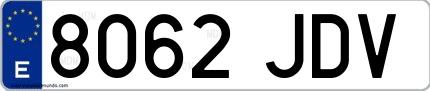 Ejemplo de matrícula española 8062 JDV