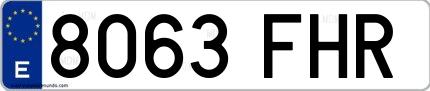 Ejemplo de matrícula española 8063 FHR