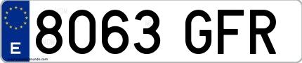 Ejemplo de matrícula española 8063 GFR