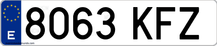 Ejemplo de matrícula de coche ordinaria 8063 KFZ