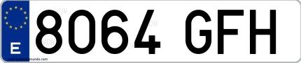 Ejemplo de matrícula de coche ordinaria 8064 GFH