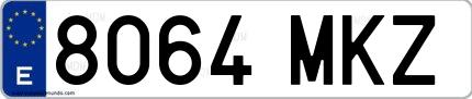 Ejemplo de matrícula española 8064 MKZ