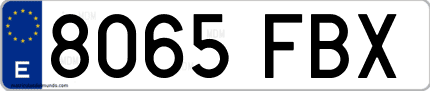 Ejemplo de matrícula de coche ordinaria 8065 FBX