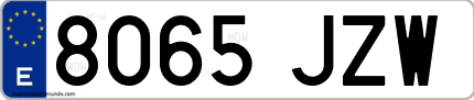 Ejemplo de matrícula de coche ordinaria 8065 JZW