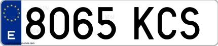 Ejemplo de matrícula de coche ordinaria 8065 KCS