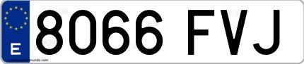 Ejemplo de matrícula española 8066 FVJ