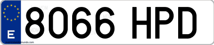 Ejemplo de matrícula de coche ordinaria 8066 HPD