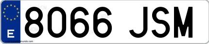 Ejemplo de matrícula española 8066 JSM