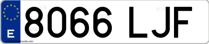Ejemplo de matrícula de coche ordinaria 8066 LJF