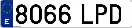 Ejemplo de matrícula española 8066 LPD