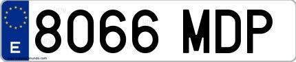 Ejemplo de matrícula española 8066 MDP